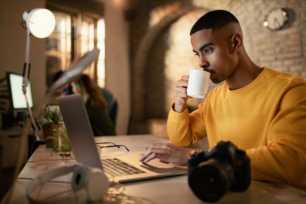 Gig Worker at his desk